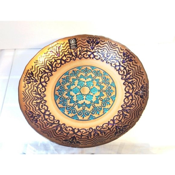 DC Glassware 17” Decorative Centerpiece Floral Serving Bowl Multicolor NWT - Picture 8 of 9